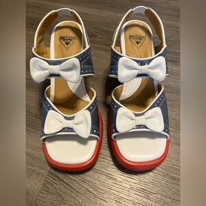 John Fluevog Mini Bibs Open Toed Slingback with flaws
 Women’s size 9